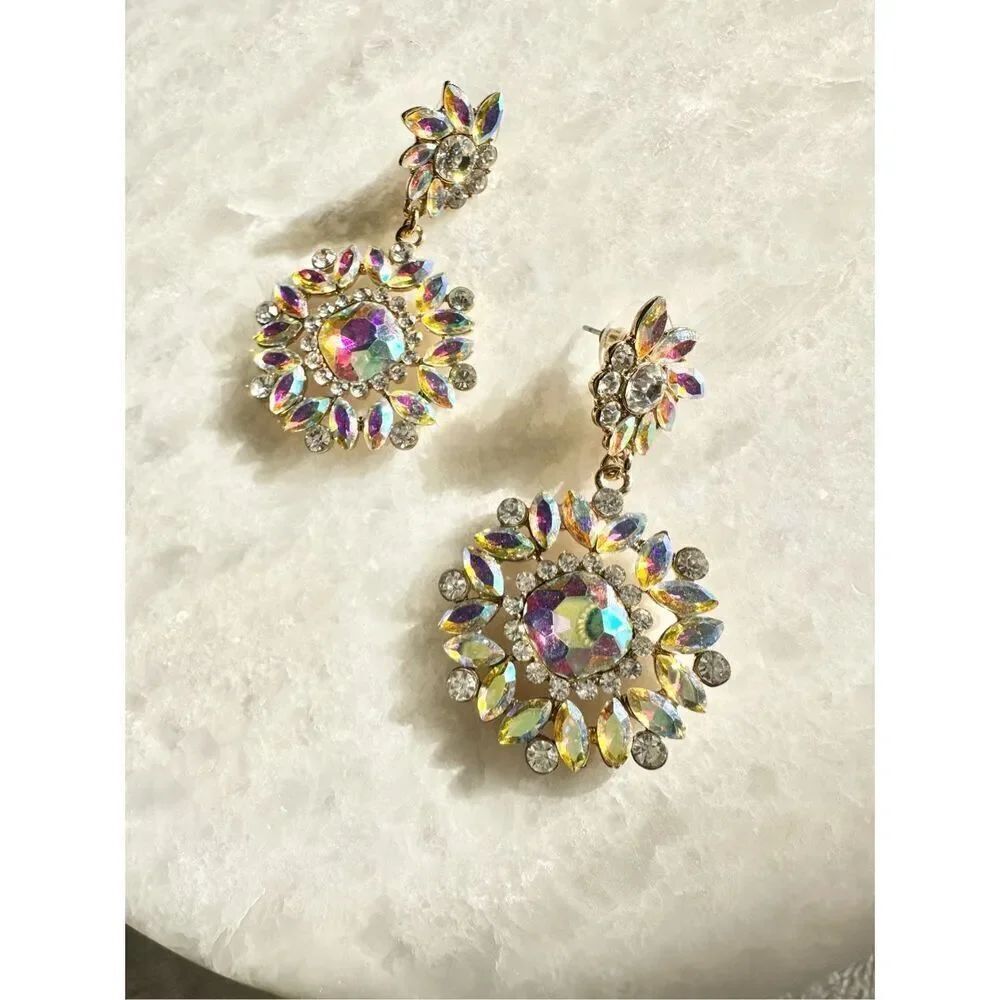 Natasha iridescent sparkling chandelier earrings ￼